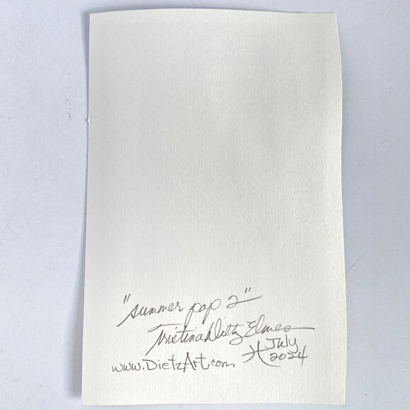 Summer Pop 2 Original Art Acrylic Painting Turquoise Pink Red Frame Ready 8x10in - Picture 6 of 6